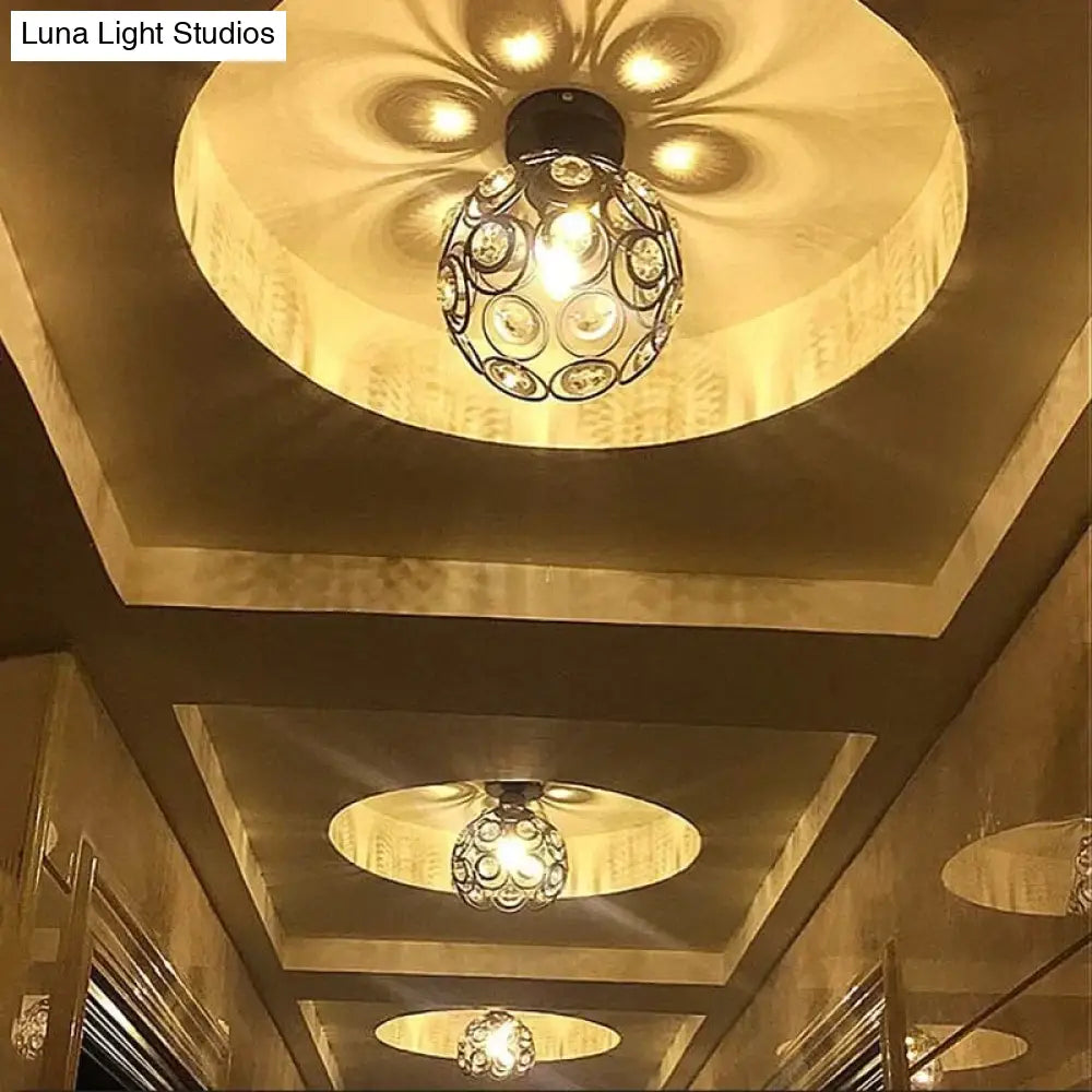 Creative Crystal Minimalist Ceiling Light Single Wall Lamp Bedroom European Iron Crystal Decor Lamps