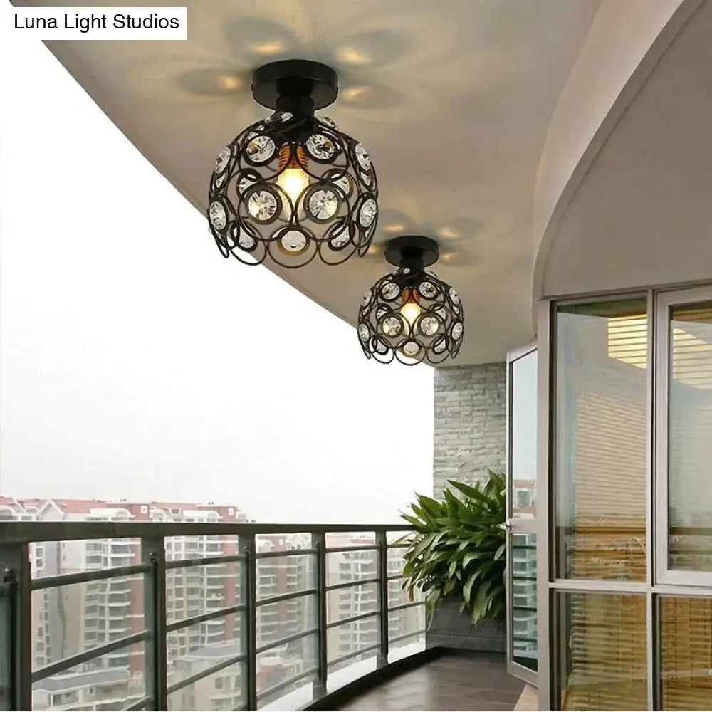 Creative Crystal Minimalist Ceiling Light Single Wall Lamp Bedroom European Iron Crystal Decor Lamps