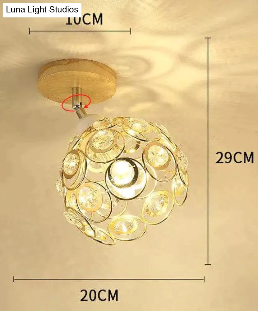 Creative Crystal Minimalist Ceiling Light Single Wall Lamp Bedroom European Iron Crystal Decor Lamps