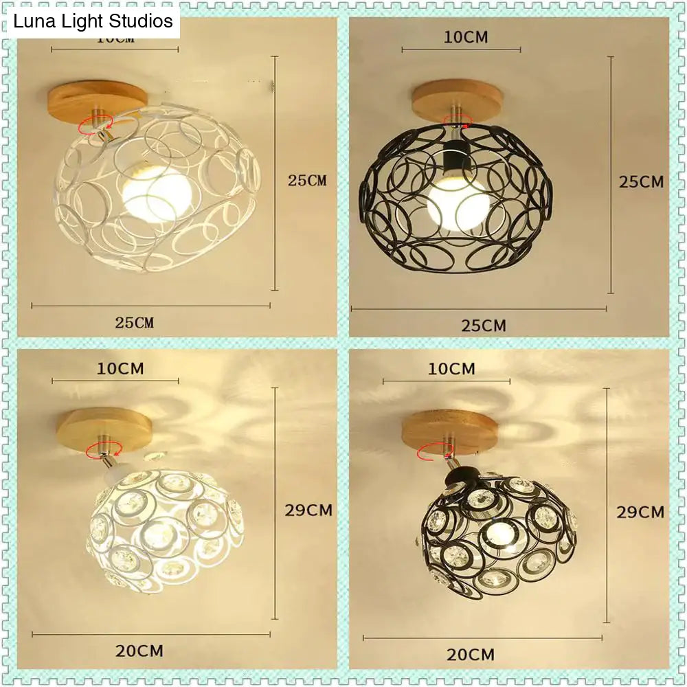 Creative Crystal Minimalist Ceiling Light Single Wall Lamp Bedroom European Iron Crystal Decor