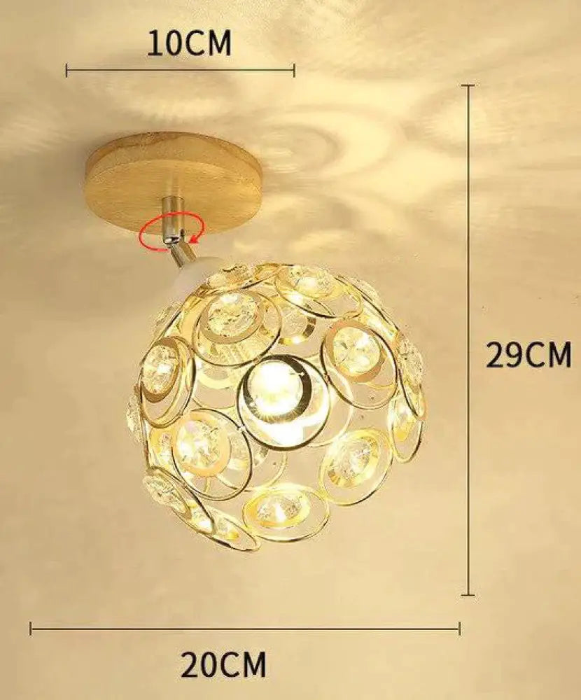 Creative Crystal Minimalist Ceiling Light Single Wall Lamp Bedroom European Iron Crystal Decor