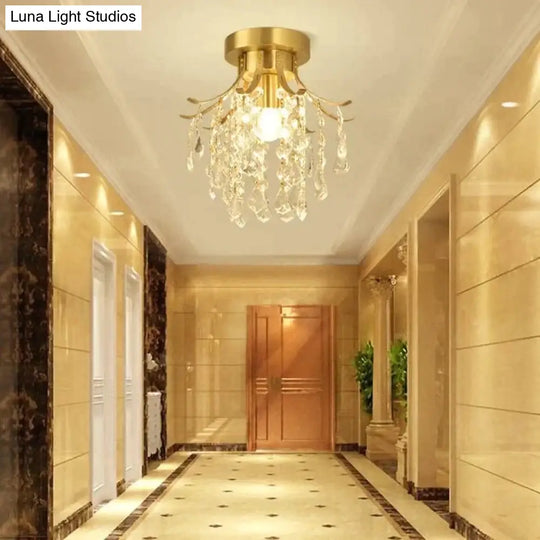 Creative European Crystal Road Lamp Copper Ceiling