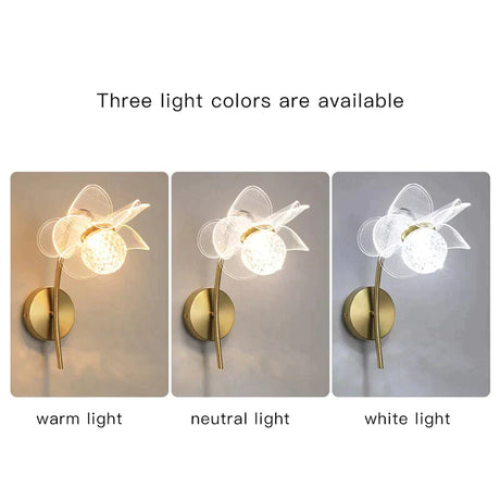 Creative Floral Decorative Gold Led Wall Lamp For Bedroom Bedside Living Room Lighting Fixture