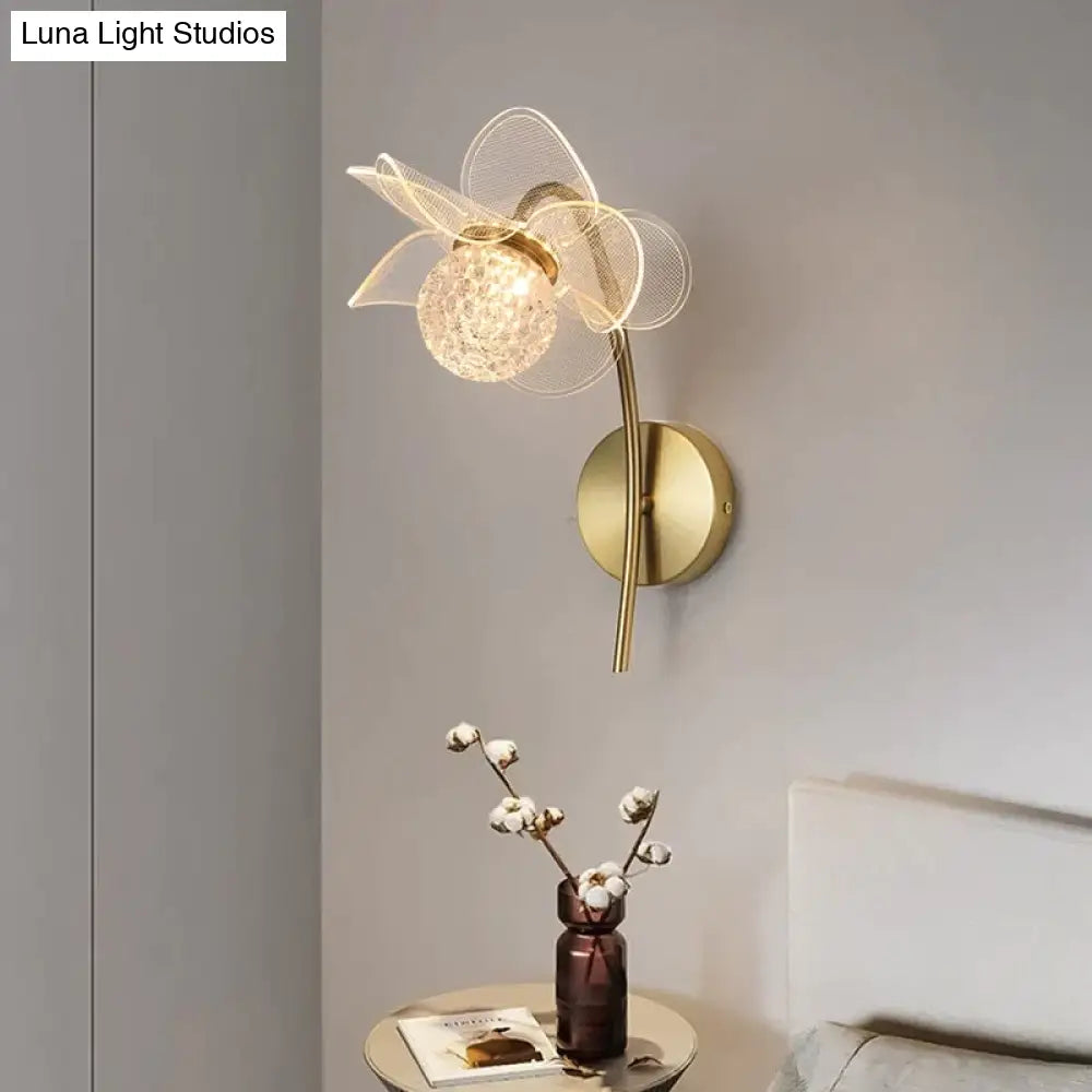 Creative Floral Decorative Gold Led Wall Lamp For Bedroom Bedside Living Room Lighting Fixture