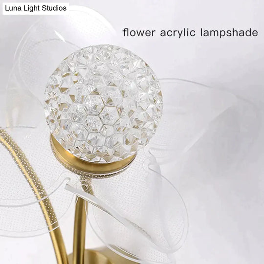 Creative Floral Decorative Gold Led Wall Lamp For Bedroom Bedside Living Room Lighting Fixture