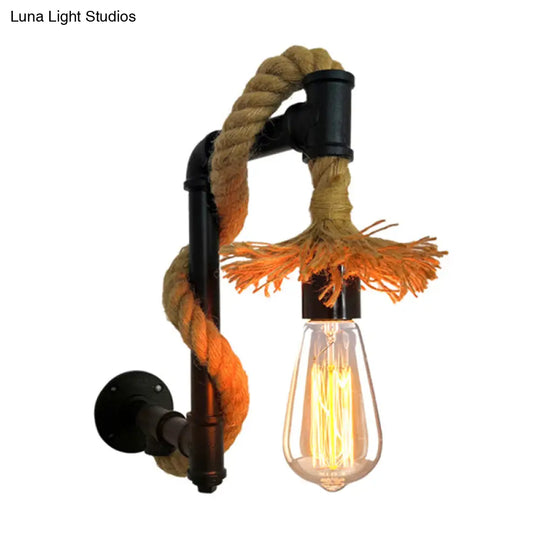 Creative Jute Rope Industrial Wall Sconce With Metal Plumbing Pipe - Style Lighting