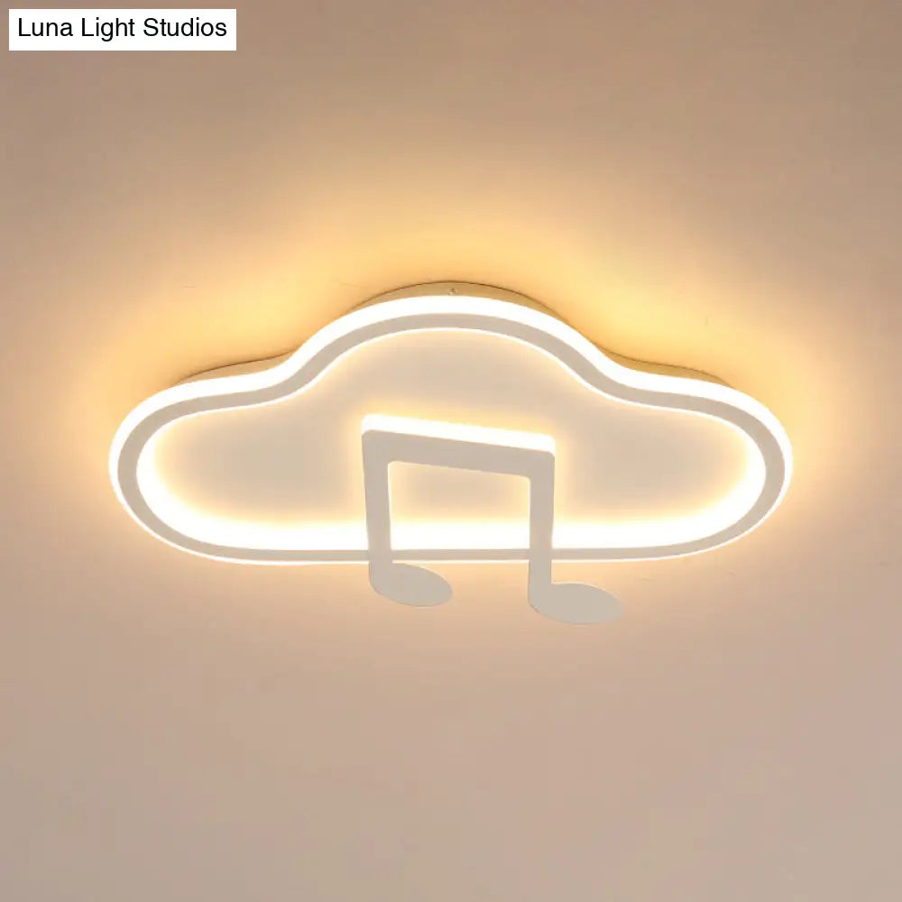 Creative Kids White/Pink Cloud Flush Light Fixture - 19.5’/23.5’ Wide Led Ceiling Lamp With