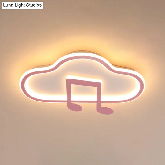 Creative Kids White/Pink Cloud Flush Light Fixture - 19.5’/23.5’ Wide Led Ceiling Lamp With