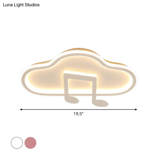 Creative Kids White/Pink Cloud Flush Light Fixture - 19.5’/23.5’ Wide Led Ceiling Lamp With