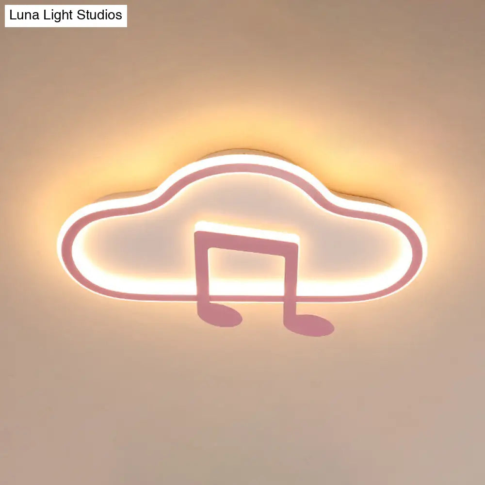 Creative Kids White/Pink Cloud Flush Light Fixture - 19.5/23.5 Wide Led Ceiling Lamp With Warm/White