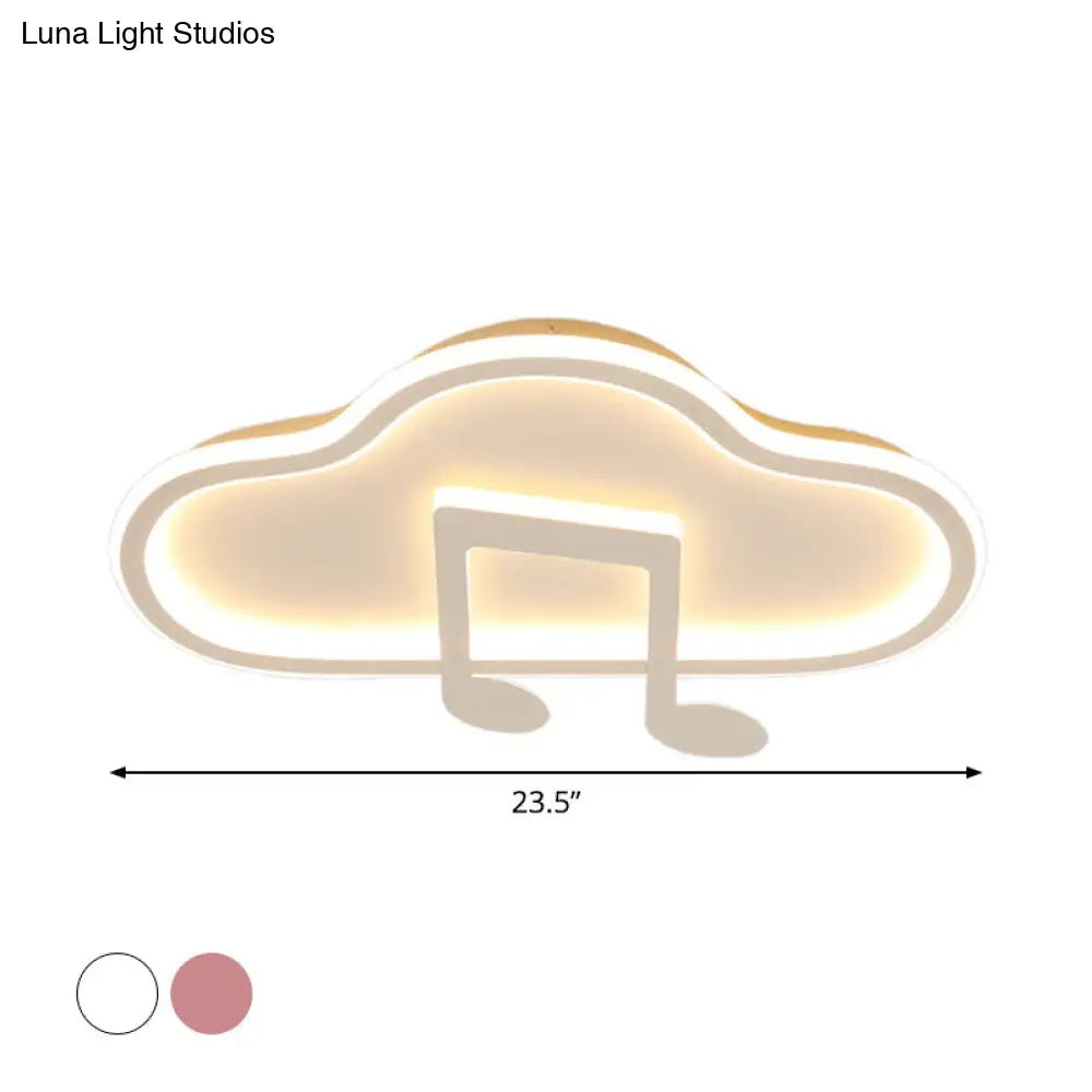 Creative Kids White/Pink Cloud Flush Light Fixture - 19.5/23.5 Wide Led Ceiling Lamp With Warm/White