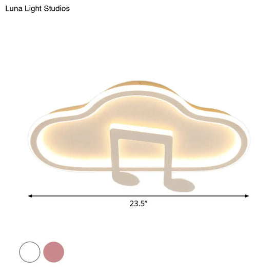 Creative Kids White/Pink Cloud Flush Light Fixture - 19.5/23.5 Wide Led Ceiling Lamp With Warm/White