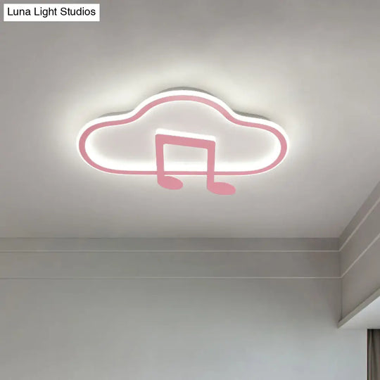 Creative Kids White/Pink Cloud Flush Light Fixture - 19.5’/23.5’ Wide Led Ceiling Lamp With