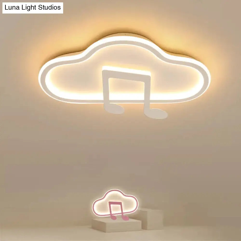 Creative Kids White/Pink Cloud Flush Light Fixture - 19.5/23.5 Wide Led Ceiling Lamp With Warm/White