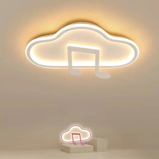 Creative Kids White/Pink Cloud Flush Light Fixture - 19.5’/23.5’ Wide Led Ceiling Lamp With