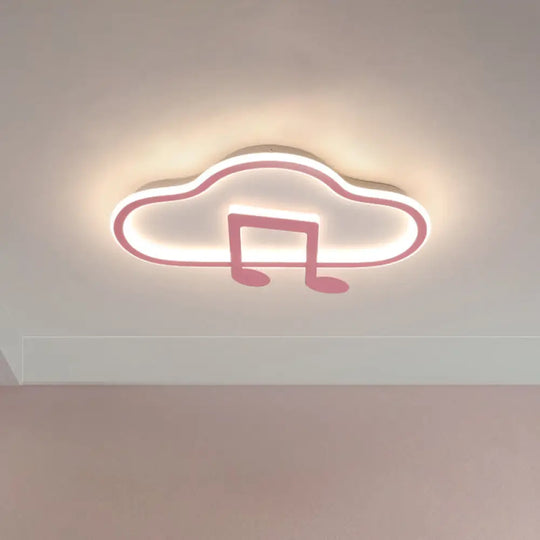 Creative Kids White/Pink Cloud Flush Light Fixture - 19.5’/23.5’ Wide Led Ceiling Lamp With