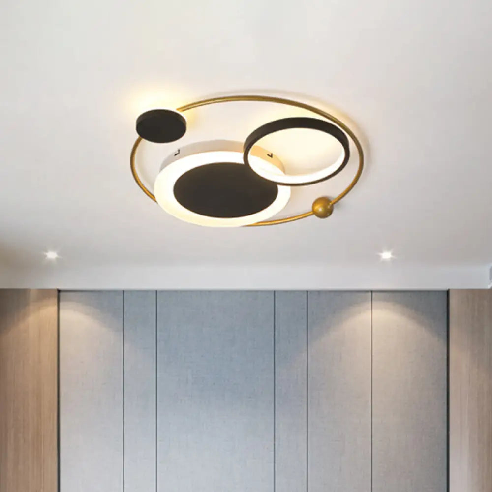 Creative Led Acrylic Flush Mount Lighting In Warm/White Light For Living Room Gold / White