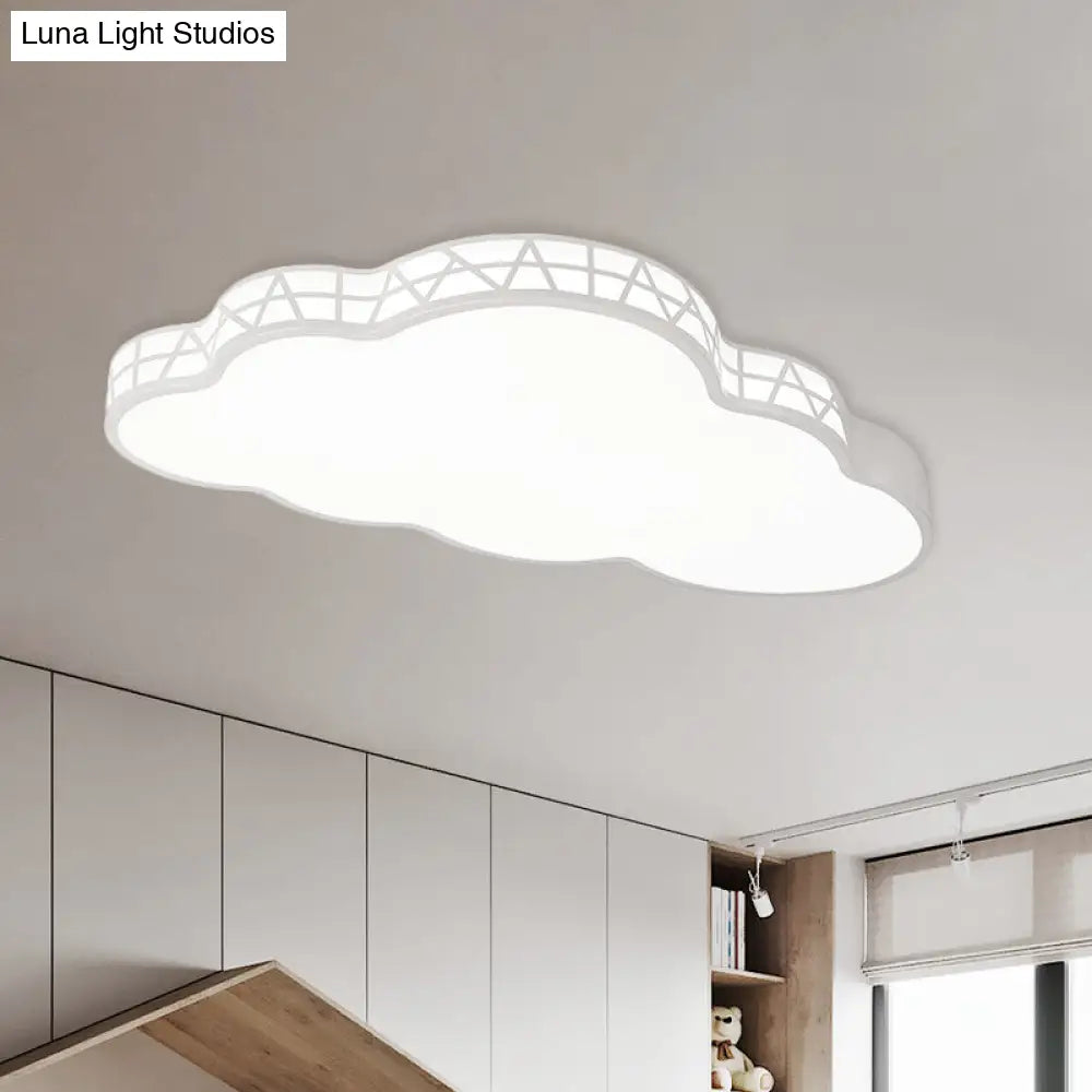 Creative Led Cloud Flush Ceiling Light For Kids Bedroom In White/Pink/Blue White