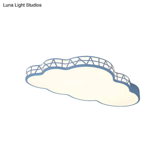 Creative Led Cloud Flush Ceiling Light For Kids Bedroom In White/Pink/Blue