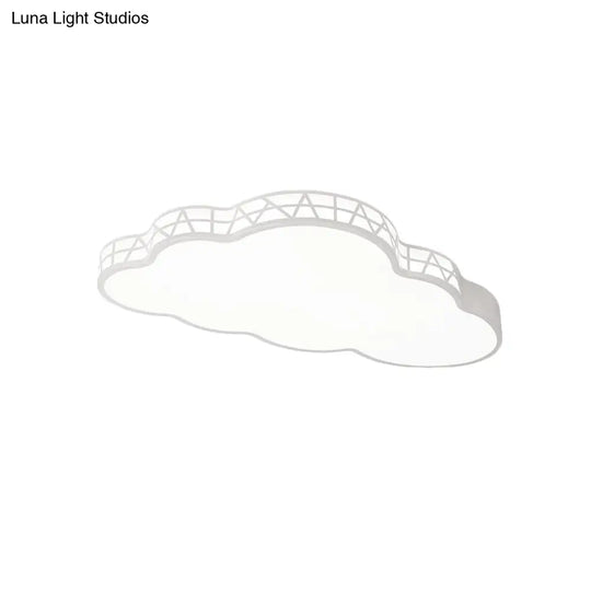 Creative Led Cloud Flush Ceiling Light For Kids Bedroom In White/Pink/Blue