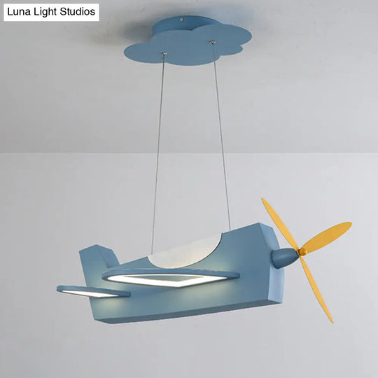 Creative Metal Led Classroom Pendant Light With Propeller Plane Design - Perfect For Kids