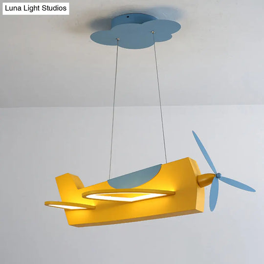 Creative Metal Led Classroom Pendant Light With Propeller Plane Design - Perfect For Kids