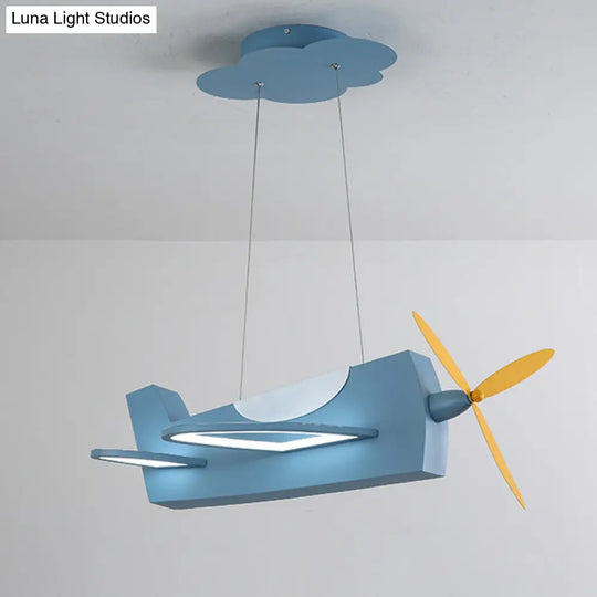 Creative Metal Led Classroom Pendant Light With Propeller Plane Design - Perfect For Kids