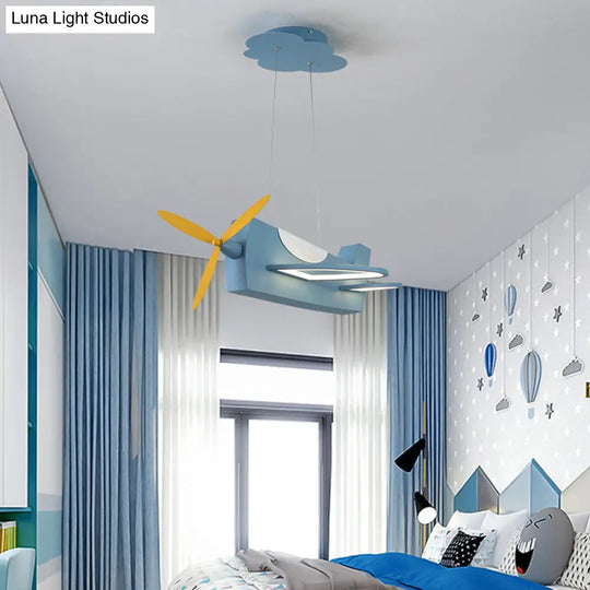 Creative Metal Led Classroom Pendant Light With Propeller Plane Design - Perfect For Kids