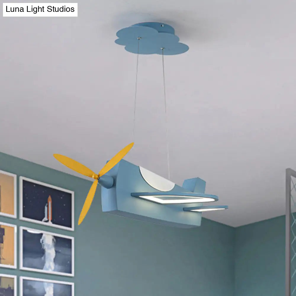 Creative Metal Led Classroom Pendant Light With Propeller Plane Design - Perfect For Kids