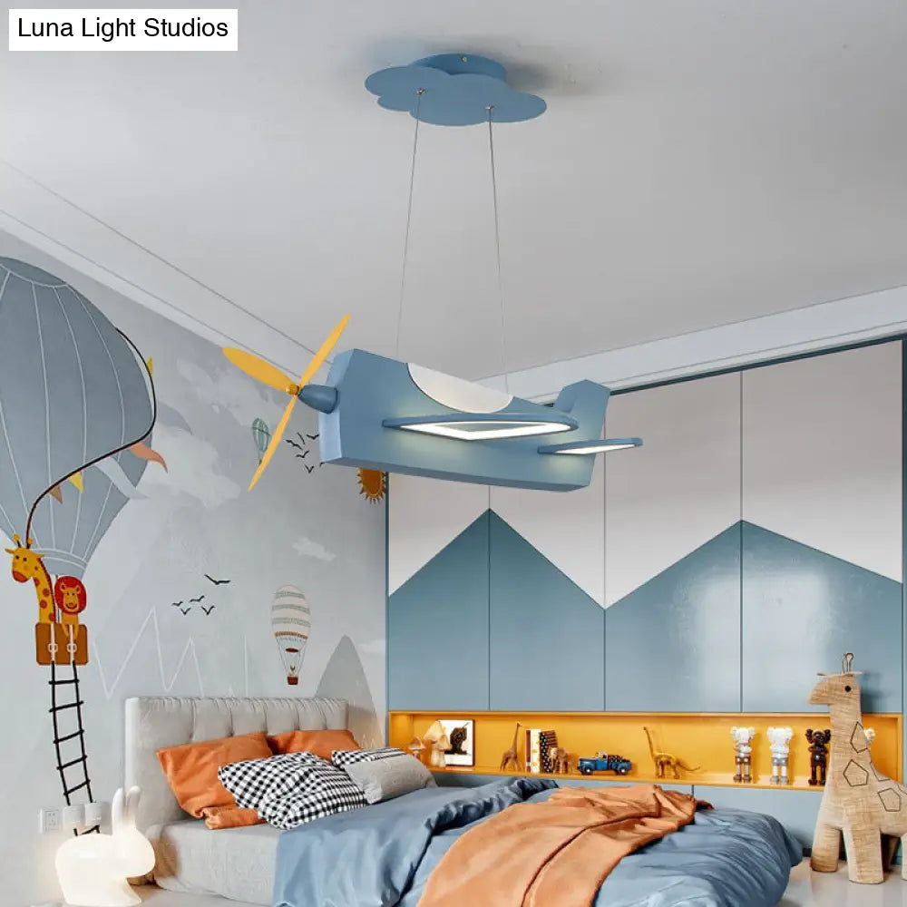 Creative Metal Led Classroom Pendant Light With Propeller Plane Design - Perfect For Kids