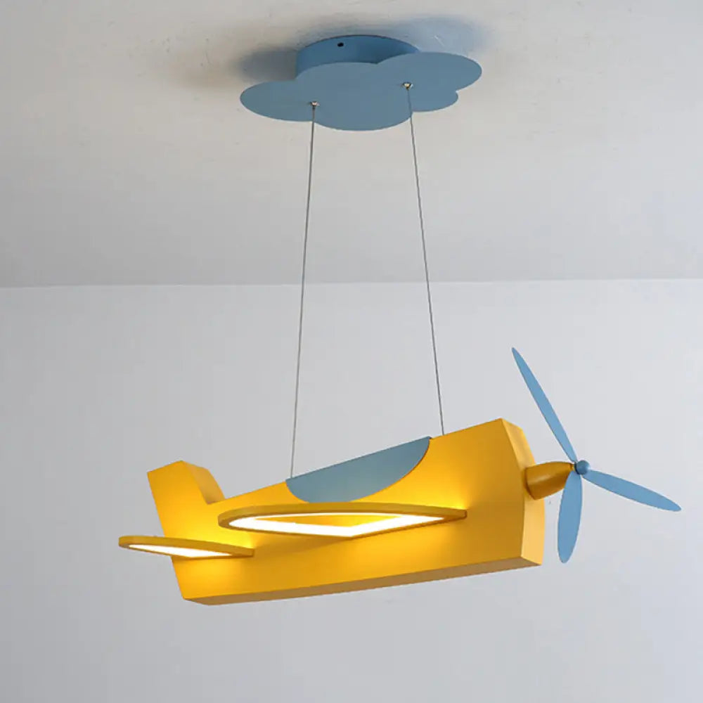 Creative Metal Led Classroom Pendant Light With Propeller Plane Design - Perfect For Kids Yellow /