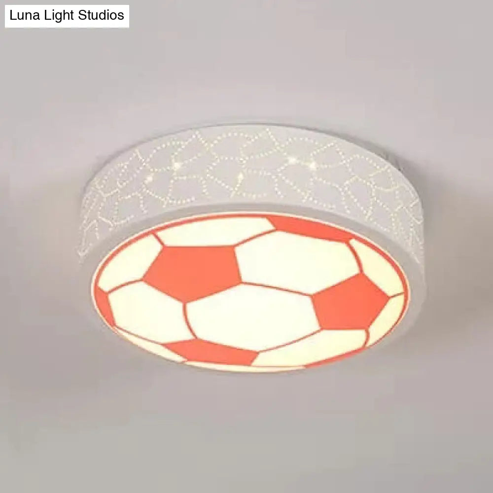 Creative Metal Soccer Ceiling Light For Kids Bedroom And Bathroom - Flush Mount Sport Lighting Red /