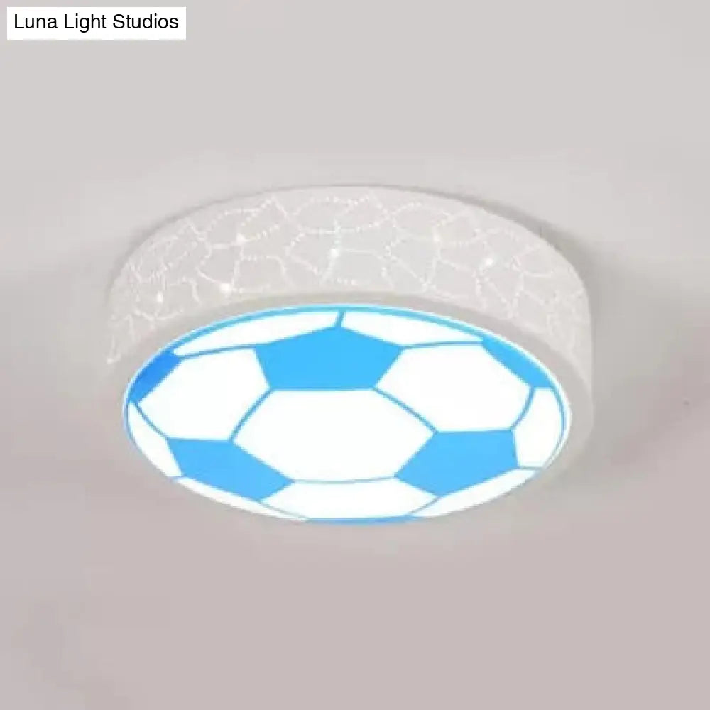 Creative Metal Soccer Ceiling Light For Kids Bedroom And Bathroom - Flush Mount Sport Lighting Blue