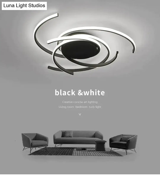 Creative Modern Led Ceiling Lights Living Room Bedroom Study Balcony Indoor Lighting Black White