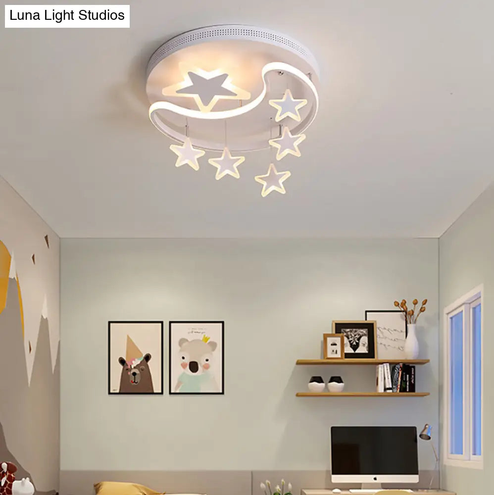 Creative Moon And Star Acrylic Flush Ceiling Light Fixture - 1 Flush-Mount