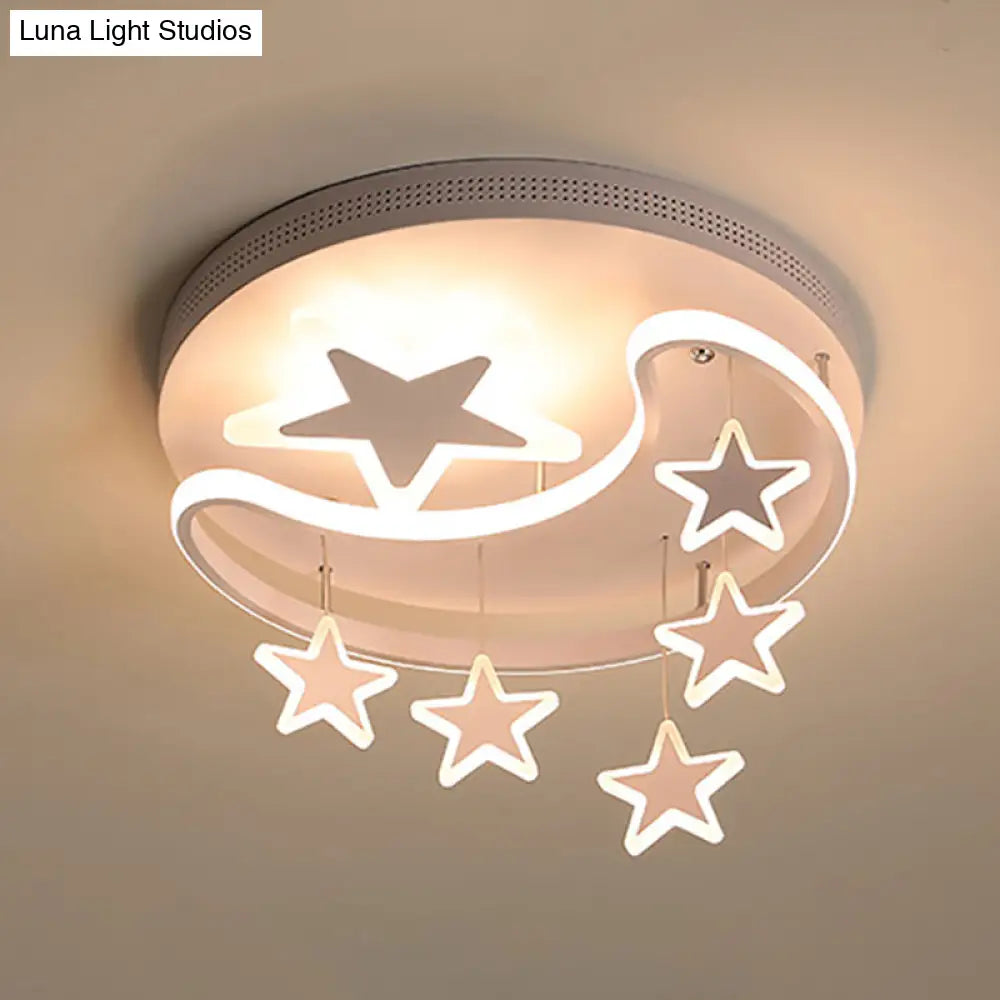 Creative Moon And Star Acrylic Flush Ceiling Light Fixture - 1 Flush-Mount