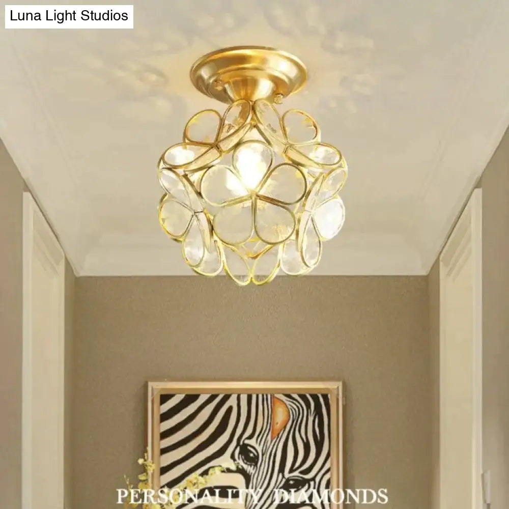 Creative Personality Flower Corridor Room Full Copper Ceiling Lamp