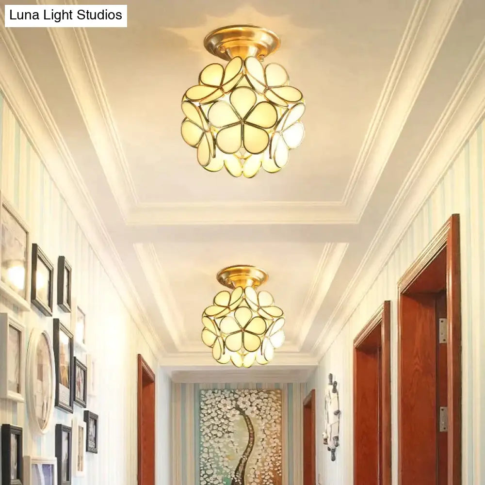 Creative Personality Flower Corridor Room Full Copper Ceiling Lamp