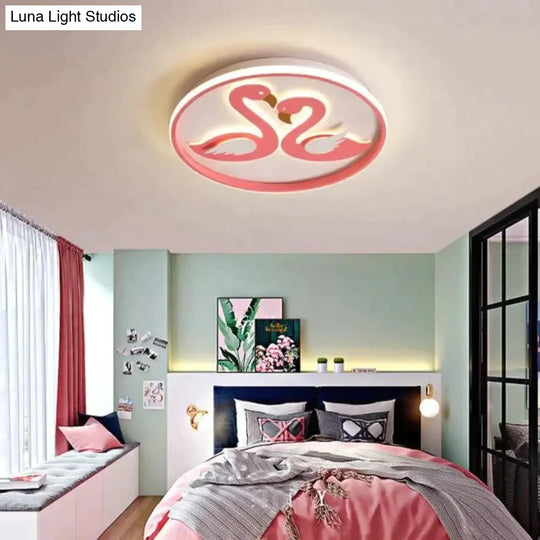 Creative Pink Flamingo Led Bedroom Ceiling Lamp