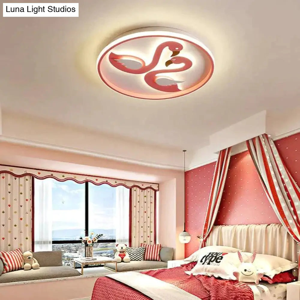 Creative Pink Flamingo Led Bedroom Ceiling Lamp