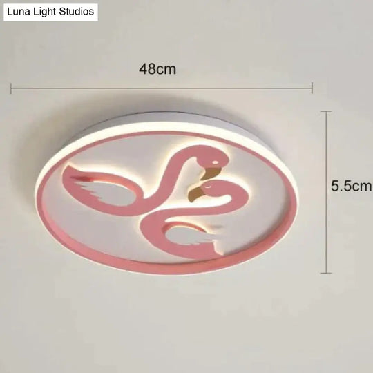 Creative Pink Flamingo Led Bedroom Ceiling Lamp