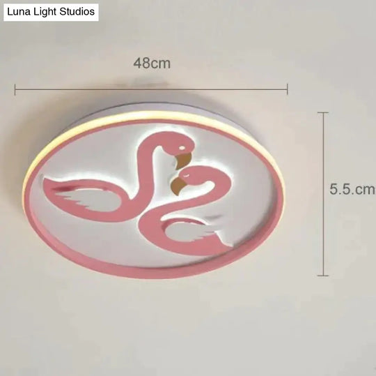 Creative Pink Flamingo Led Bedroom Ceiling Lamp