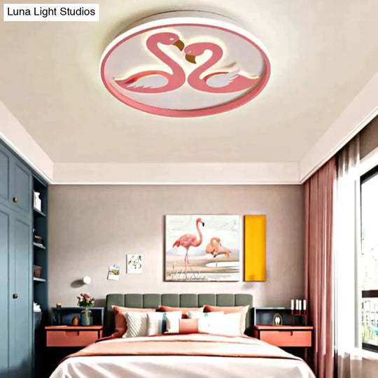 Creative Pink Flamingo Led Bedroom Ceiling Lamp