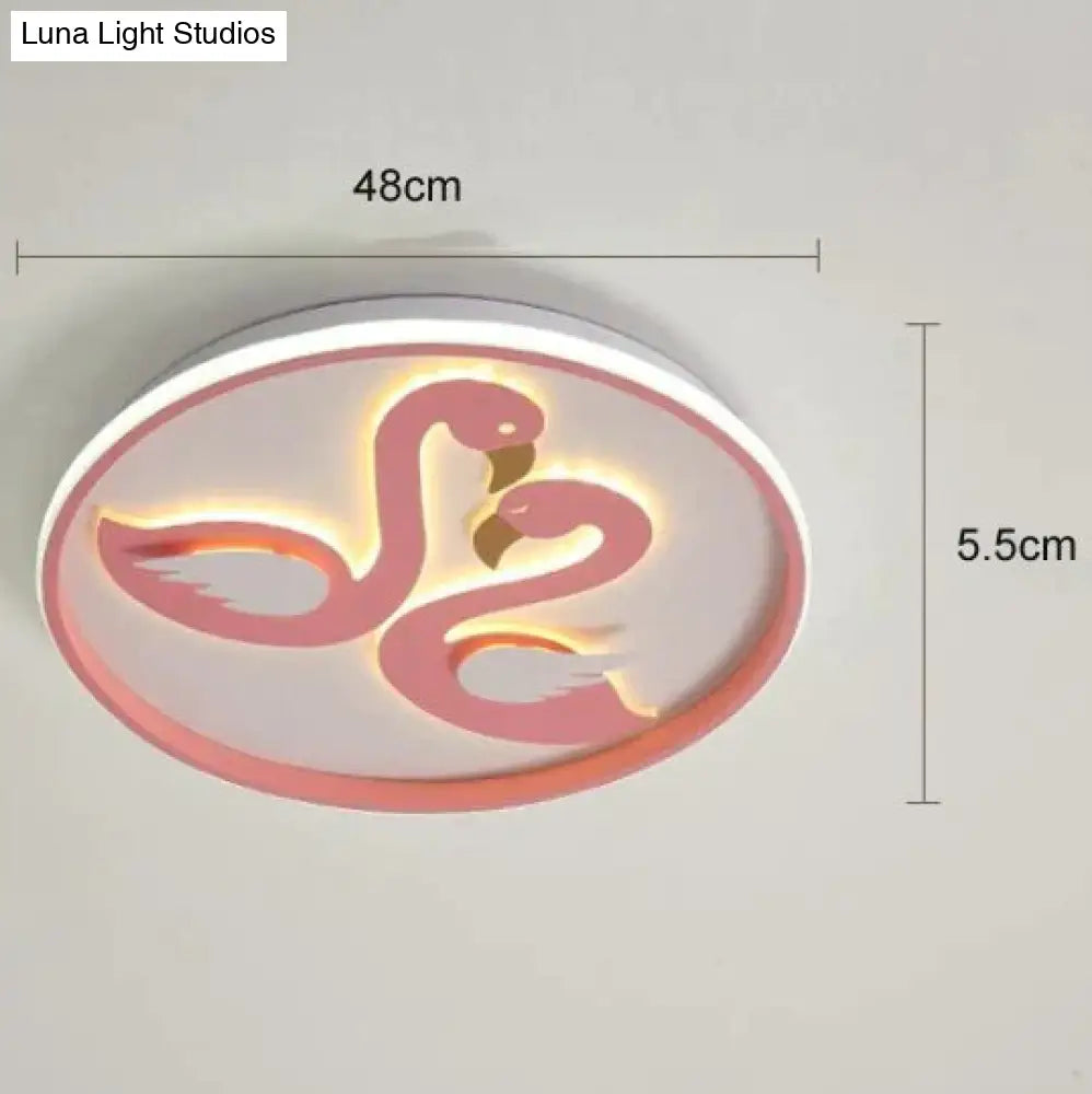 Creative Pink Flamingo Led Bedroom Ceiling Lamp