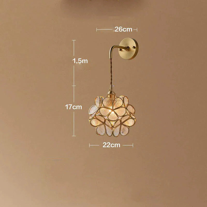 Creative Retro Pure Copper Petal Flower Bedside Bedroom Copper Wall Lamp House Coffee Shop Japanese Corridor Aisle Lamp
