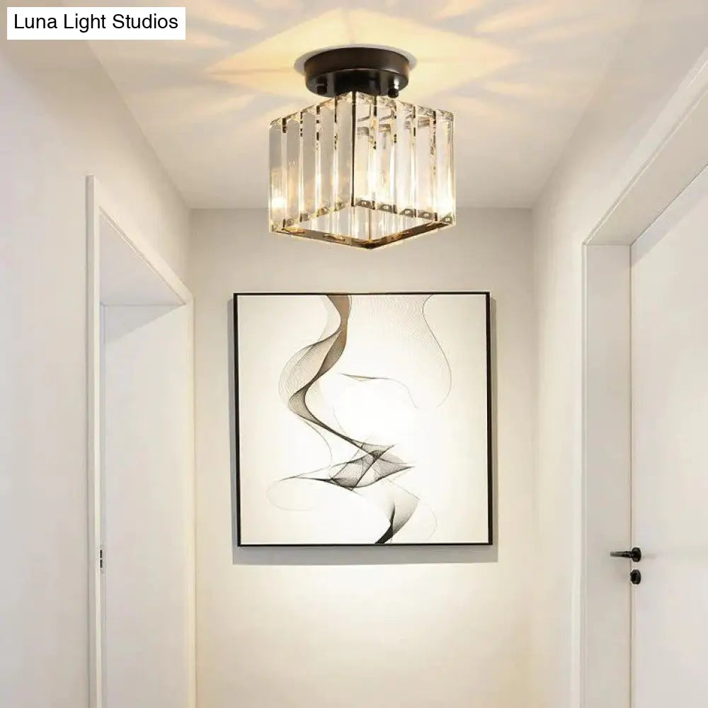 Creative Simple Modern Square Crystal Corridor Porch Ceiling Lamp