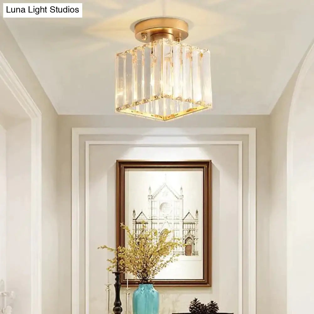 Creative Simple Modern Square Crystal Corridor Porch Ceiling Lamp