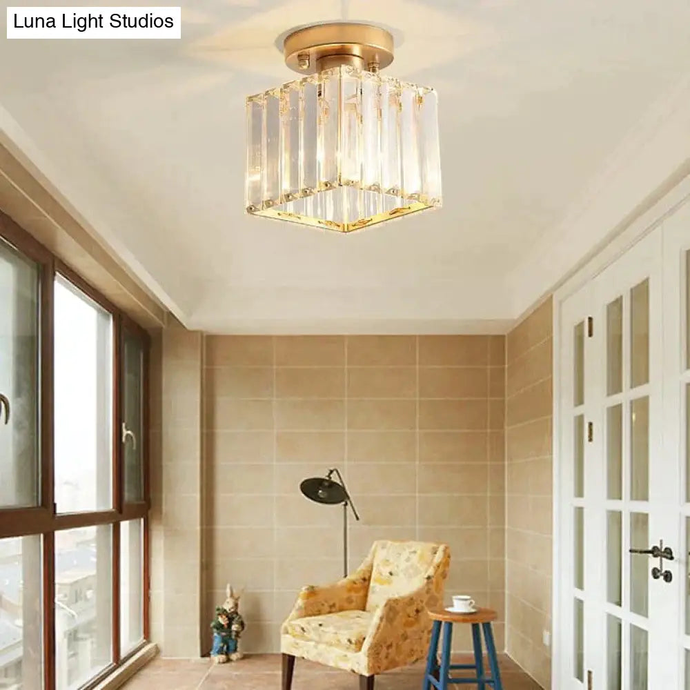 Creative Simple Modern Square Crystal Corridor Porch Ceiling Lamp