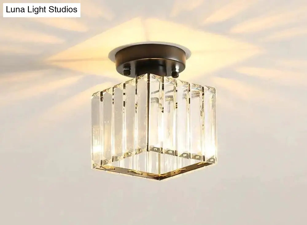 Creative Simple Modern Square Crystal Corridor Porch Ceiling Lamp