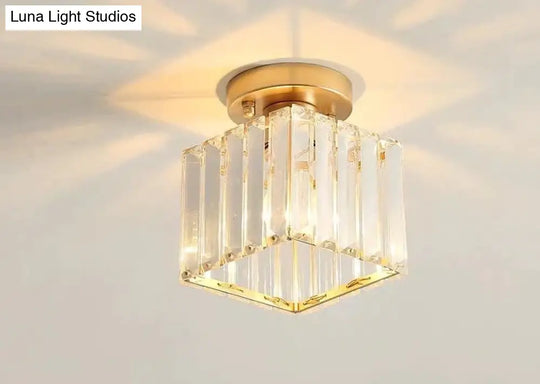 Creative Simple Modern Square Crystal Corridor Porch Ceiling Lamp